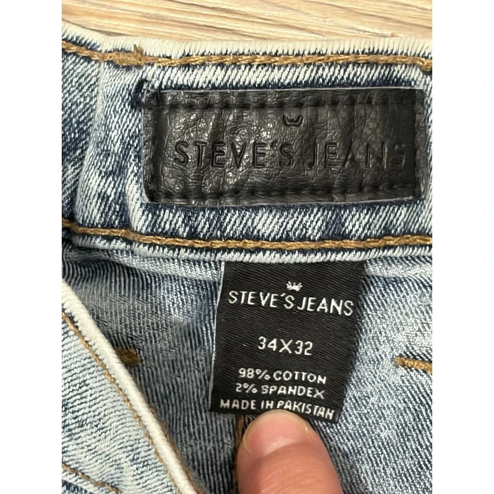 Steve's Jeans Men Size 34x32 Acid Wash Street Wear Moto Biker Striaght Mid Rise